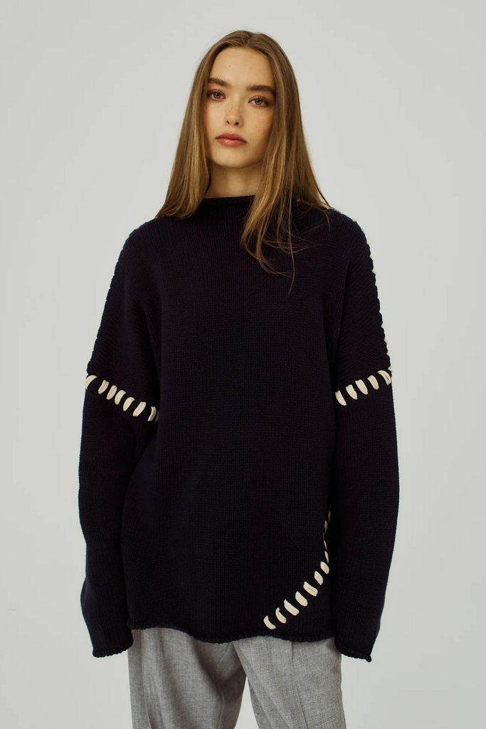 Norr Strings Knit Top in Navy at Parc Shop | Minneapolis, MN