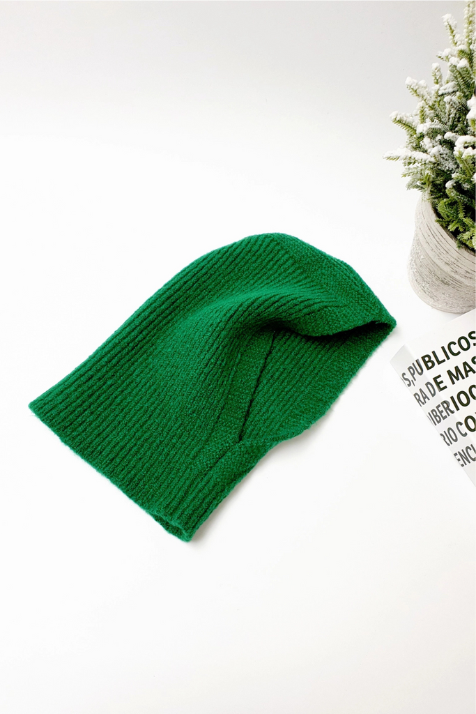 Sweater Knit Hooded Balaclava in Green at Parc Shop | Minneapolis, MN