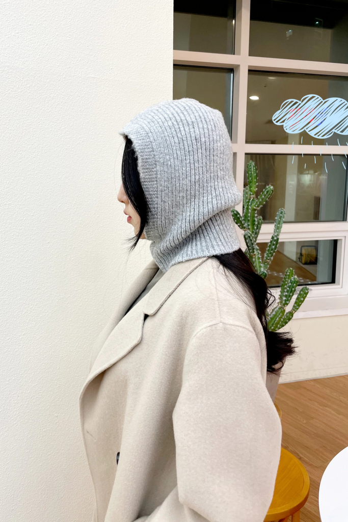 Sweater Knit Hooded Balaclava in Grey at Parc Shop | Minneapolis, MN