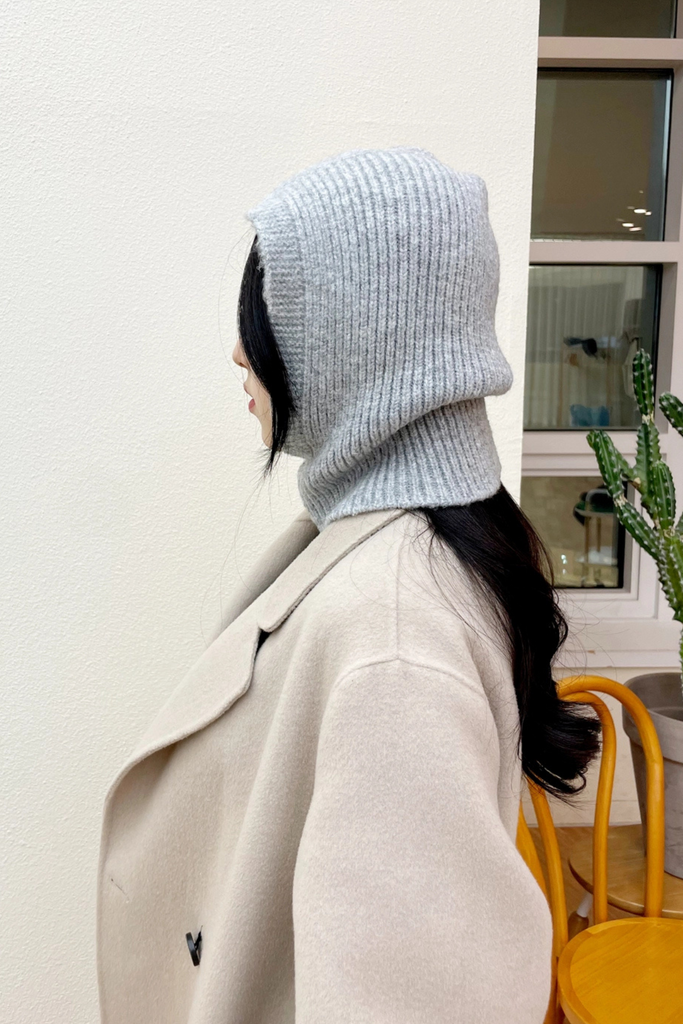 Sweater Knit Hooded Balaclava in Grey at Parc Shop | Minneapolis, MN