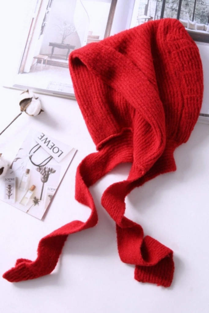 Knit Bonnet Balaclava in Red at Parc Shop | Minneapolis, MN