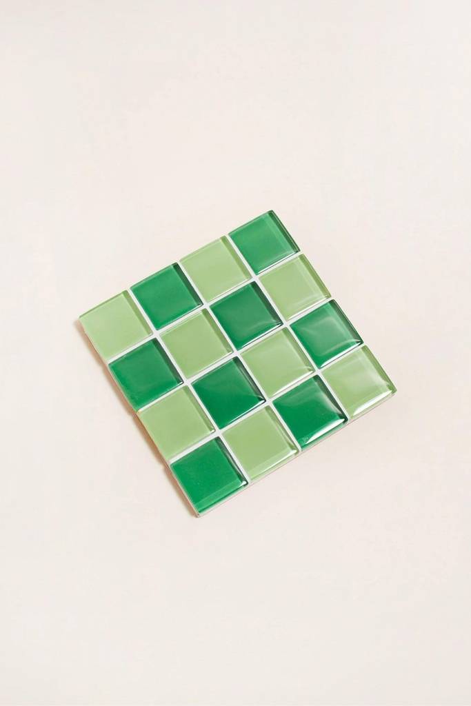Subtle Art Studios Glass Tile Coaster in Green Apple at Parc Shop