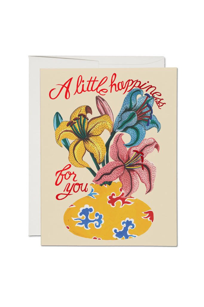 Red Cap Happiness Lilies Encouragement Card