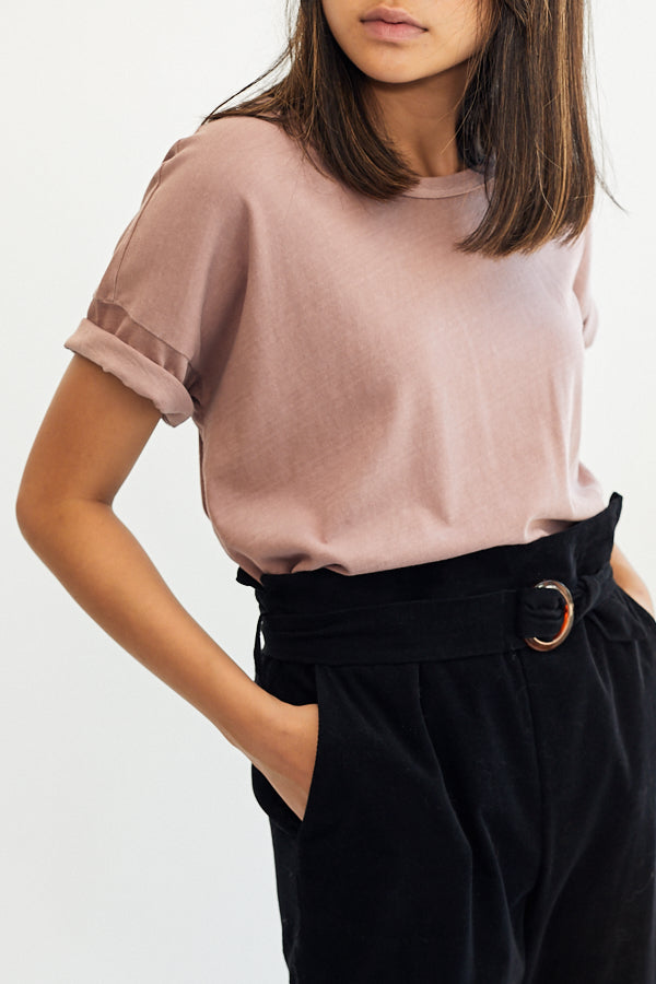 Le Bon Shoppe Her Tee T-Shirt Dried Rose Pink Clay Made in LA Super Soft Oversized Fit Garment Dyed Boyfriend Fit- Parc Shop 